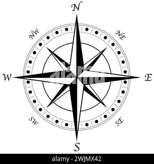 Illustration de la ligne de boussole Noir et Blanc Art Banque D'Images
