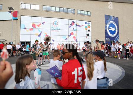 Brass Band divertit les fans avant Angleterre contre Norvège UEFA Womens Euro Brighton Community Stadium (Amex Stadium) 11 juillet 2022 Banque D'Images