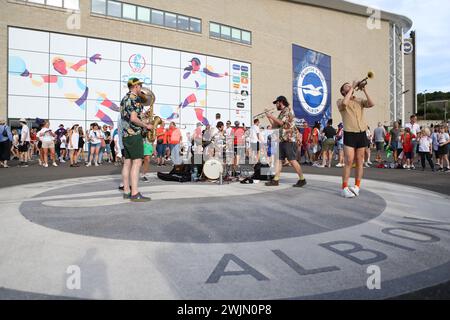 Brass Band divertit les fans avant Angleterre contre Norvège UEFA Womens Euro Brighton Community Stadium (Amex Stadium) 11 juillet 2022 Banque D'Images