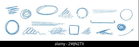 Stylo, trait passant à travers les soulignements vectoriels. Flèche de marqueur, rectangle, éléments de forme linéaire. Illustration de Vecteur