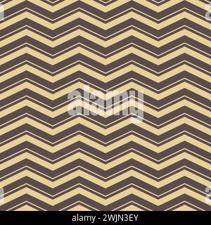 Ornement sans couture. Fond ondulé moderne avec des zigzags bruns et dorés. Motif géométrique moderne Banque D'Images
