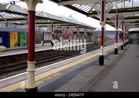 Gare de Skipton, en hiver, North Yorkshire Banque D'Images