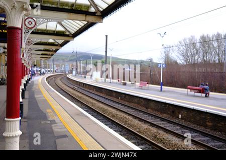 Gare de Skipton, en hiver, North Yorkshire Banque D'Images