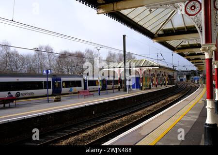 Gare de Skipton, en hiver, North Yorkshire Banque D'Images