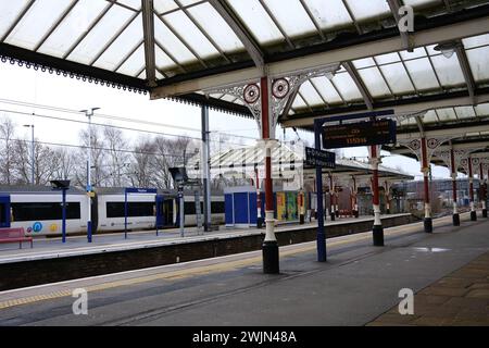 Gare de Skipton, en hiver, North Yorkshire Banque D'Images