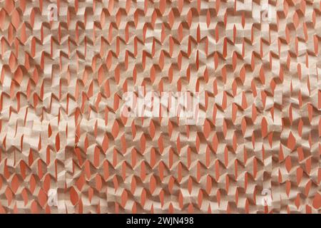 Fond texturé beige. Fond ondulé sur la couleur fuzz pêche. Motif côtelé. Fond de papier abstrait. Couleur fuzz pêche avec papier d'emballage Banque D'Images