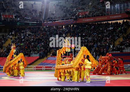 Barcelone, Espagne. 11 février 2024. Célébration du nouvel an chinois du Dragon lors du match LaLiga EA Sports entre le FC Barcelone et Granada CF AT Banque D'Images