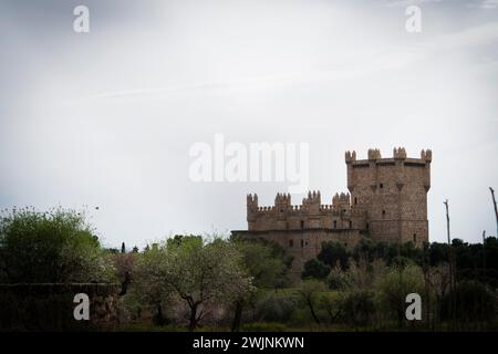 Un vieux château du 15ème siècle dans la petite ville de Guadamur, Espagne Banque D'Images