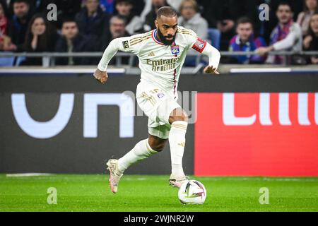 Decines-Charpieu, France, France. 16 février 2024. Alexandre LACAZETTE DE Lyon lors du match de Ligue 1 opposant l'Olympique Lyonnais (OL) et l'OGC Nice au Groupama Stadium le 16 février 2024 à Decines-Charpieu près de Lyon. (Crédit image : © Matthieu Mirville/ZUMA Press Wire) USAGE ÉDITORIAL SEULEMENT! Non destiné à UN USAGE commercial ! Crédit : ZUMA Press, Inc/Alamy Live News Banque D'Images