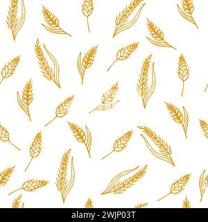 Motif sans couture dessiné à la main avec des oreilles de blé. Illustration vectorielle Illustration de Vecteur