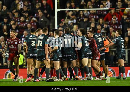 Tempêtes lors du match Betfred Super League Round 1 Leigh Leopards vs Huddersfield Giants au Leigh Sports Village, Leigh, Royaume-Uni, 16 février 2024 (photo de Craig Thomas/News images) Banque D'Images