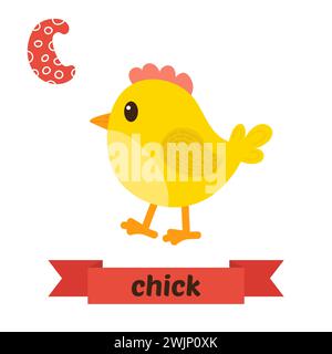 Chick. Lettre C. Mignon enfants alphabet animal dans le vecteur. Animaux de dessin animé drôles. Illustration vectorielle Illustration de Vecteur