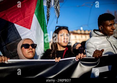 Turin, Piémont, Italie. 3 février 2024. Marche en faveur de la cause palestinienne à Turin, Italie, le 03 février 2024 (image crédit : © Simone Dalmasso/ZUMA Press Wire) USAGE ÉDITORIAL SEULEMENT! Non destiné à UN USAGE commercial ! Banque D'Images