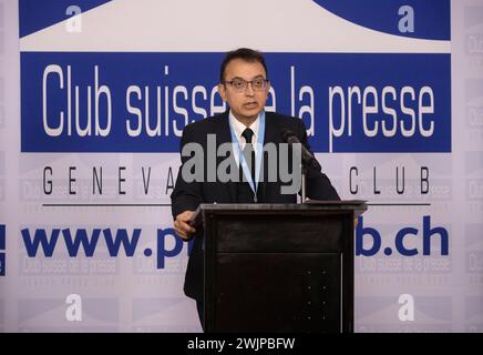 Genève, Suisse. 19 décembre 2023. Une audition de la société civile sur le massacre de prisonniers politiques de 1988, organisée par Justice pour les victimes du massacre de 1988 en Iran (JVMI), a eu lieu au Club de la presse de Genève. (Crédit image : © Siavosh Hosseini/SOPA images via ZUMA Press Wire) USAGE ÉDITORIAL SEULEMENT! Non destiné à UN USAGE commercial ! Banque D'Images