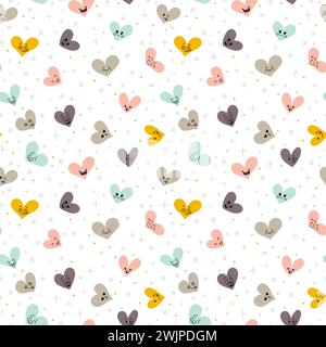 Joli motif sans couture avec des coeurs dessinés à la main. Éléments de gribouillage mignons. Fond pour la conception de mariage ou de Saint-Valentin. Illustration vectorielle Illustration de Vecteur