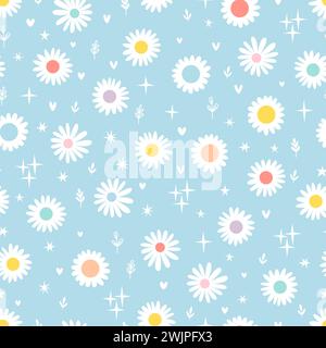 Imprimé fleuri avec camomille. Motif Marguerite sans couture. Design idéal pour le textile, le tissu, le papier d'emballage. Illustration vectorielle Illustration de Vecteur