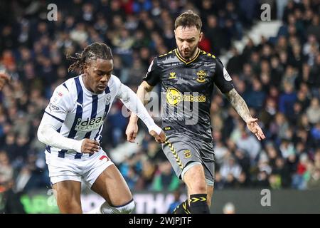 West Bromwich, Royaume-Uni. 16 février 2024. Brandon Thomas-Asante de West Bromwich Albion en action lors de l'EFL Sky Bet Championship match entre West Bromwich Albion et Southampton aux Hawthorns, West Bromwich, Angleterre le 16 février 2024. Photo de Stuart Leggett. Utilisation éditoriale uniquement, licence requise pour une utilisation commerciale. Aucune utilisation dans les Paris, les jeux ou les publications d'un club/ligue/joueur. Crédit : UK Sports pics Ltd/Alamy Live News Banque D'Images