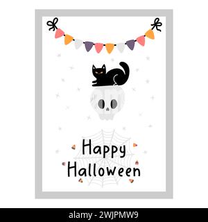 Affiche de bonne fête d'Halloween. Affiche dessinée à la main. Couverture d'art Horror Night. Soirée de vacances du 31 octobre . Illustration vectorielle Illustration de Vecteur