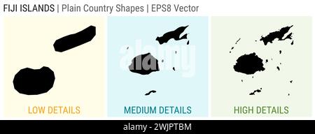Fidji - forme de campagne unie. Cartes détaillées basses, moyennes et hautes des Fidji. Illustration vectorielle EPS8. Illustration de Vecteur