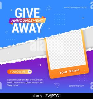 Modèle de bannière de l'annonce du gagnant sur les réseaux sociaux Illustration de Vecteur