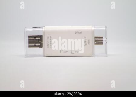 Adaptateur mémoire avec entrées multiples, adaptable à USB 3,0, OTG et USB type C. adaptateur pour usb, micro sd et sd Banque D'Images