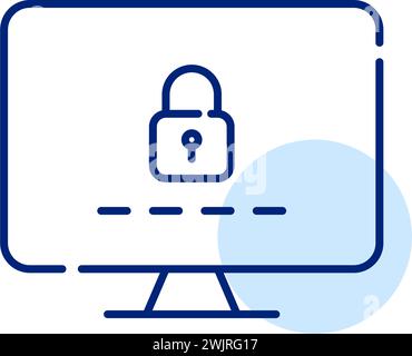Moniteur d'ordinateur, verrou et mot de passe. Pixel parfait, contour modifiable Illustration de Vecteur