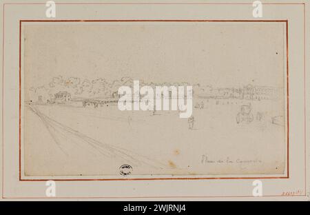 Georges Michel (1763-1843) Collection de dessins : place de la Concorde, Paris (VIIIème arr.). Charbon de bois, mine de plomb. Paris, musée Carnavalet. 112263-25 dessin, fusain, place de la Concorde, VIIIEME VIIIE VIII 8ème 8ème 8ème arrondissement Banque D'Images