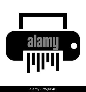 Destructeur de documents icône de vecteur de lignes fines isolé sur le fond blanc. Contour de machine de déchiquetage et signe vectoriel rempli. Destruction de documents. Papier S Illustration de Vecteur