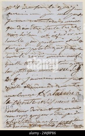 Juliette Drouet à Victor Hugo ; 19 janvier dimanche midi [1851] ; maison Victor Hugo - lettre Autographe de Paris Banque D'Images