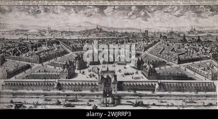 Claude Chastillon (1559-1616) 'La porte et la place de la France'. Paris, musée Carnavalet. 35622-2 1er 1er arrondissement, place de France, porte, gravure Banque D'Images