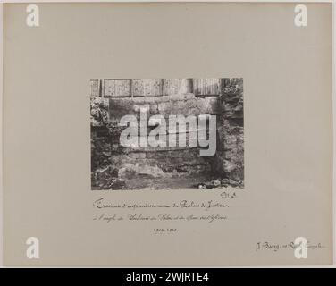 Barry, Jean. N°3 / travaux des agrandissements du palais de justice / à l'angle du boulevard du Palais et du quai des Orfèvres / 1909-1910. Travaux d'agrandissement du palais de justice à l'angle du boulevard du Palais et du quai des Orfèvres, 4ème arrondissement, Paris. Tirage au bromure de gélatino-argent. Entre 1909 et 1910. Paris, musée Carnavalet. 123818-10 Banque D'Images
