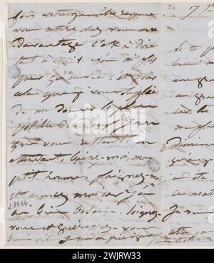 Juliette Drouet à Victor Hugo ; 17 septembre mardi matin 9 h [1850] ; maison Victor Hugo - lettre Autograph de Paris Banque D'Images