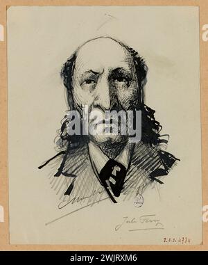 Mounet-Sully, Jean-Sully Mounet dit (n.1841-02-27-D.1916-03-01), Portrait de Jules Ferry. (Titre factice). Musée Carnavalet, histoire de Paris. Banque D'Images