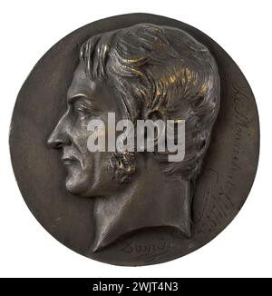 David d'Angers (1788-1856) Portrait de François-Joseph Lefevre, duc de Dantzig (1755-1820), maréchal de France. Bronze, fonte sable. Dix-neuvième siècle. Paris, musée Carnavalet. 58283-1 Bronze, Duc, sable fonte, Maréchal de France, Médaille, portrait Banque D'Images