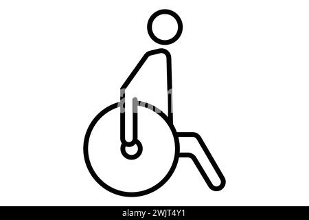 panneau handicap. icône d'une personne utilisant un fauteuil roulant. icône liée au handicap. style d'icône de ligne. illustration de l'élément Illustration de Vecteur
