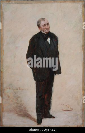 Georges Clairin (1843-1919) Emile de Girardin (1806-1881), publiciste et homme politique français, 1877. Huile sur bois. Paris, musée Carnavalet. 35216-15 homme politique français, huile de bois, journaliste, publiciste français, portrait Banque D'Images