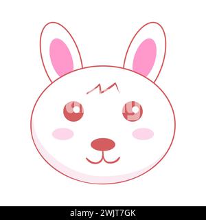 Vecteur Cute Kawai lapins lièvres. Petites têtes de lapin mignonnes. Visages de lapin de Pâques. Illustration vectorielle d'animaux de dessin animé. Conception d'affiche de douche de bébé. Dessin animé Illustration de Vecteur