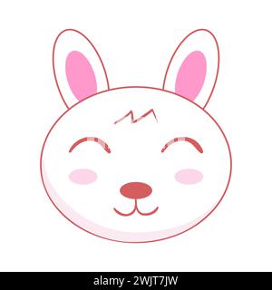 Vecteur Cute Kawai lapins lièvres. Petites têtes de lapin mignonnes. Visages de lapin de Pâques. Illustration vectorielle d'animaux de dessin animé. Conception d'affiche de douche de bébé. Dessin animé Illustration de Vecteur