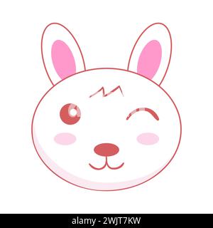 Vecteur Cute Kawai lapins lièvres. Petites têtes de lapin mignonnes. Visages de lapin de Pâques. Illustration vectorielle d'animaux de dessin animé. Conception d'affiche de douche de bébé. Dessin animé Illustration de Vecteur