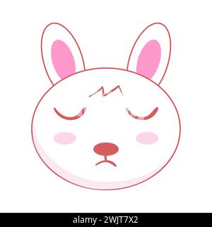 Vecteur Cute Kawai lapins lièvres. Petites têtes de lapin mignonnes. Visages de lapin de Pâques. Illustration vectorielle d'animaux de dessin animé. Conception d'affiche de douche de bébé. Dessin animé Illustration de Vecteur