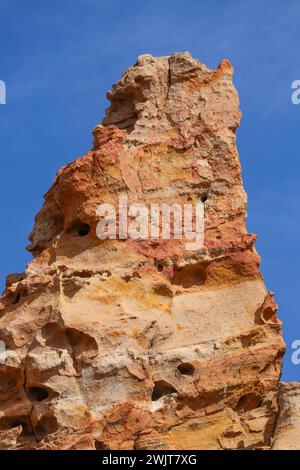 Piedras Amarillas gros plan de la formation rocheuse orange jaune dans le parc du cratère El Teide. Randonnée sur Tenerife Banque D'Images