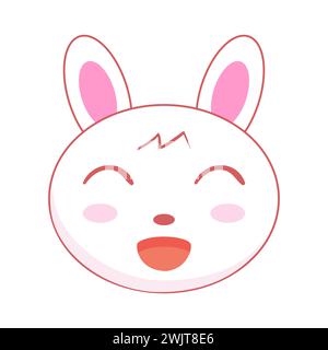 Vecteur Cute Kawai lapins lièvres. Petites têtes de lapin mignonnes. Visages de lapin de Pâques. Illustration vectorielle d'animaux de dessin animé. Conception d'affiche de douche de bébé. Dessin animé Illustration de Vecteur