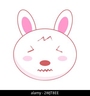 Vecteur Cute Kawai lapins lièvres. Petites têtes de lapin mignonnes. Visages de lapin de Pâques. Illustration vectorielle d'animaux de dessin animé. Conception d'affiche de douche de bébé. Dessin animé Illustration de Vecteur