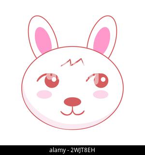 Vecteur Cute Kawai lapins lièvres. Petites têtes de lapin mignonnes. Visages de lapin de Pâques. Illustration vectorielle d'animaux de dessin animé. Conception d'affiche de douche de bébé. Dessin animé Illustration de Vecteur