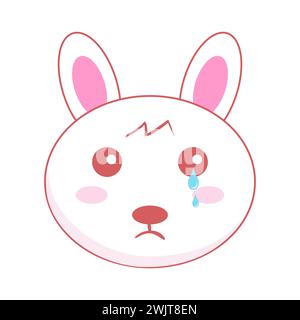 Vecteur Cute Kawai lapins lièvres. Petites têtes de lapin mignonnes. Visages de lapin de Pâques. Illustration vectorielle d'animaux de dessin animé. Conception d'affiche de douche de bébé. Dessin animé Illustration de Vecteur