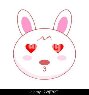 Vecteur Cute Kawai lapins lièvres. Petites têtes de lapin mignonnes. Visages de lapin de Pâques. Illustration vectorielle d'animaux de dessin animé. Conception d'affiche de douche de bébé. Dessin animé Illustration de Vecteur