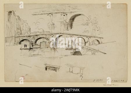 Lépine, Stanislas (n.1835-10-03-D.1892-09-28), croquis : le Pont Marie (recto) (titre factice). Musée Carnavalet, histoire de Paris. Banque D'Images