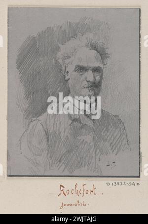 Jean-Louis Talagrand (né en 1845). La prison de Sainte-Pélagie : portrait d'Henri Rochefort (1831-1913), journaliste. Crayon. Paris, musée Carnavalet. Album de dessins, crayon, homme politique français, journaliste, portraitiste, prison parisienne, prison Sainte-Pelagie, Veme ve v 5ème 5ème 5ème arrondissement Banque D'Images