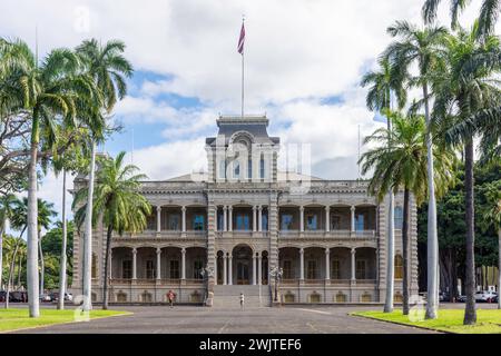 19th Century Iolani Palace, King Street, Honolulu, Oahu, Hawaii, États-Unis d'Amérique Banque D'Images