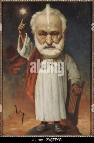 André Gill (André Gosset de Guines, dit - 1840-1885). Portrait de Victor Hugo. Huile sur toile. Paris, maison de Victor Hugo. 33511-19 caricatural, écrivain français, Star, Polar Star, Lift bras, prophète, caricature, huile sur toile Banque D'Images